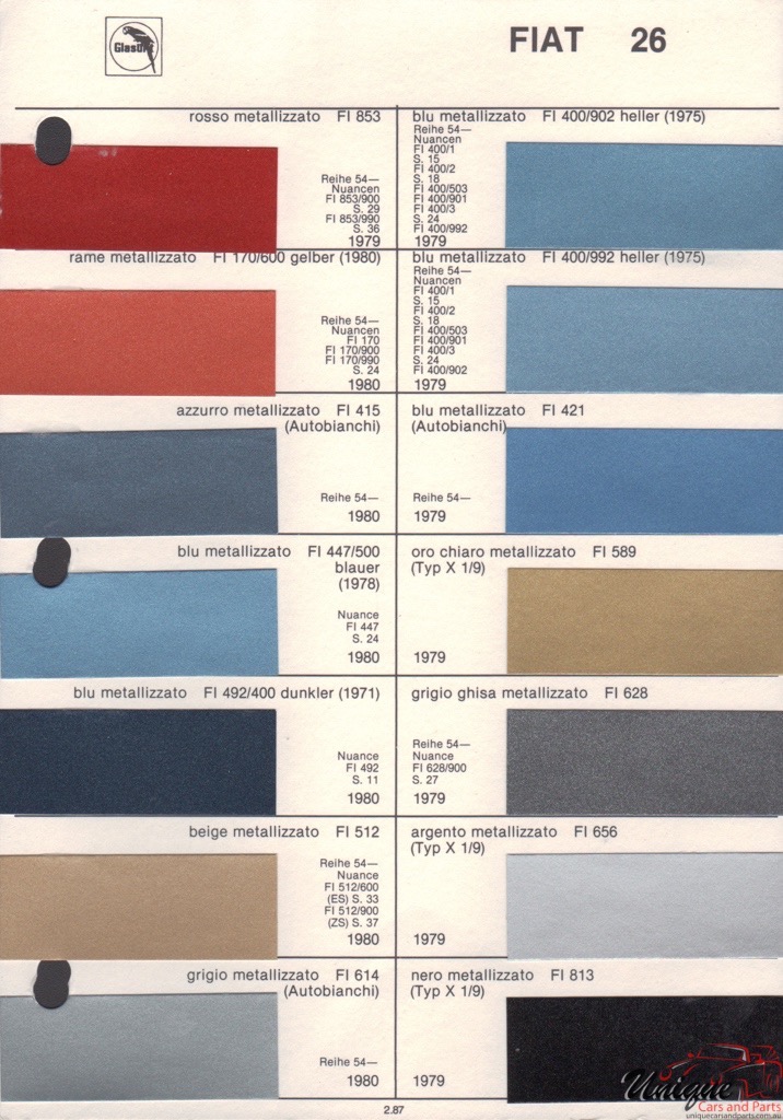 1979 Fiat Paint Charts Glasurit 0